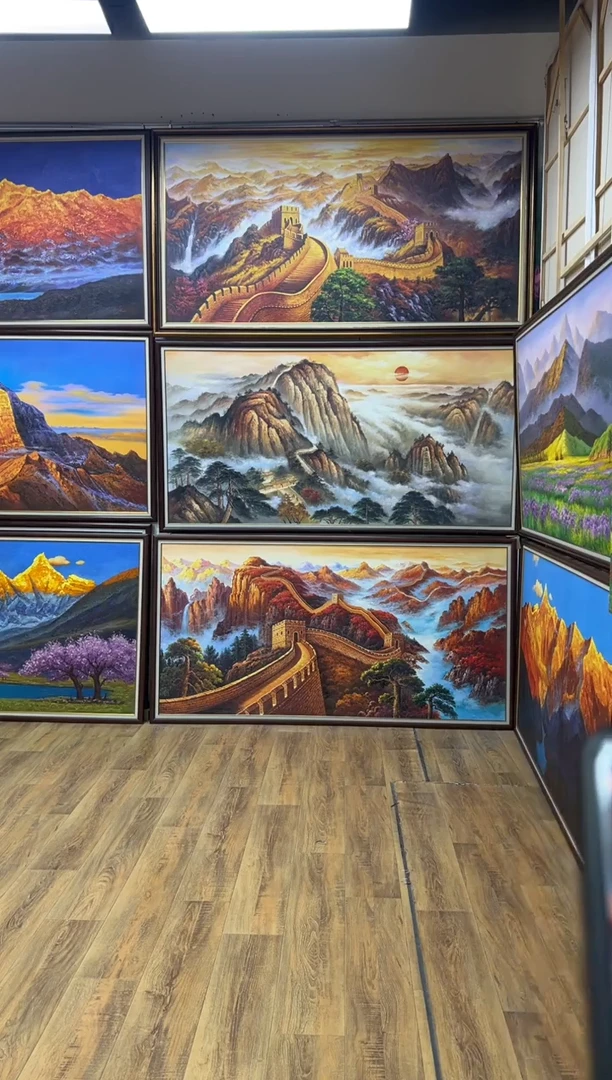 油画兰*泰山日出红办公室客厅茶室玄关走廊家居版画挂画客厅油画