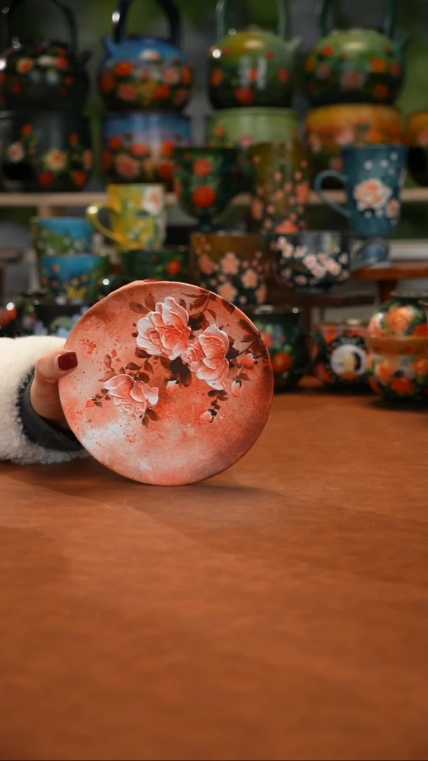 紫砂油画手绘釉下彩