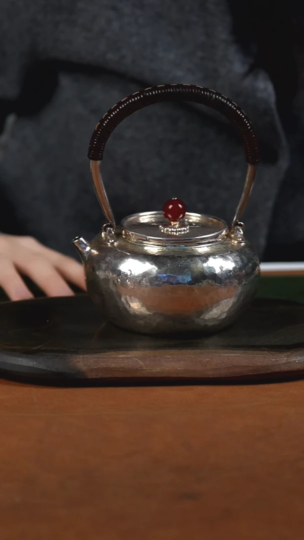 手工锤纹素面小提梁