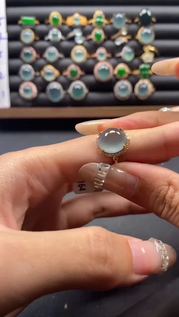 银S925镶嵌戒指翡翠51511