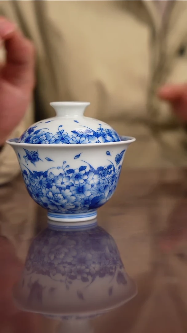 【闪购商品】晓月柴窑 蝶恋花盖碗