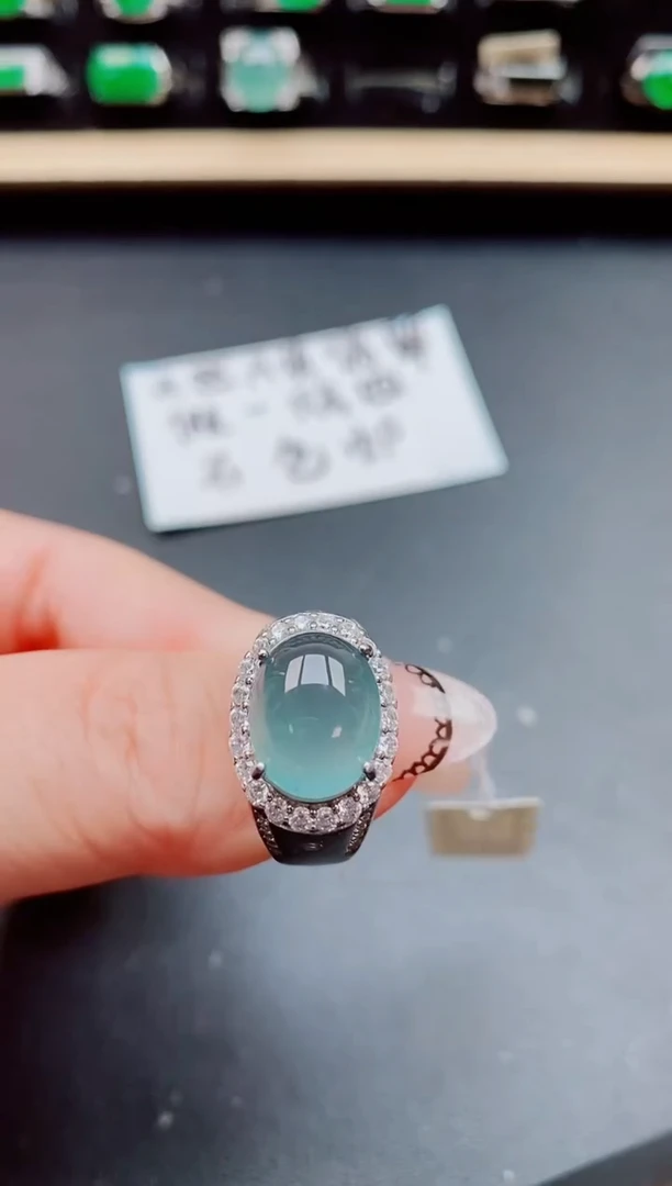 翡翠戒指银S925镶嵌5080