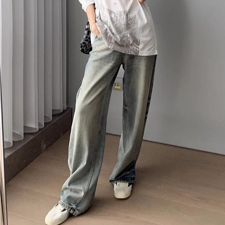 浅海牛仔裤 丹宁砂洗帅气宽松直筒裤【60系列现货】