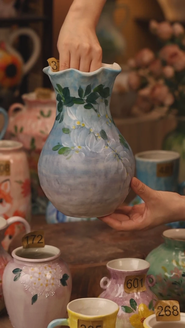 陶瓷377景德镇设计师手作花器摆件侘寂风