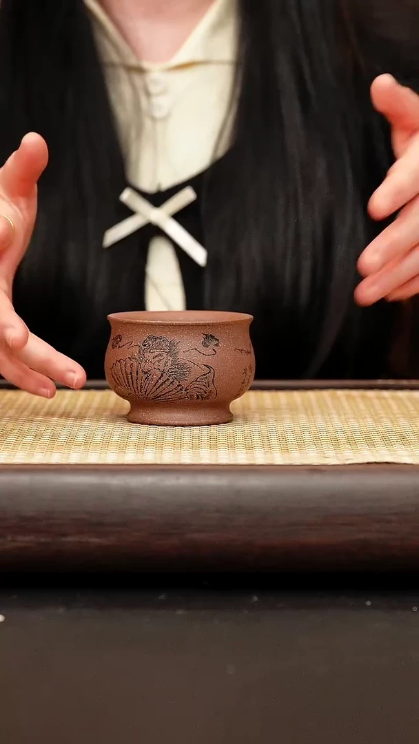 茶壶紫砂大口普洱杯 一身正气 紫砂杯 老段泥 120cc