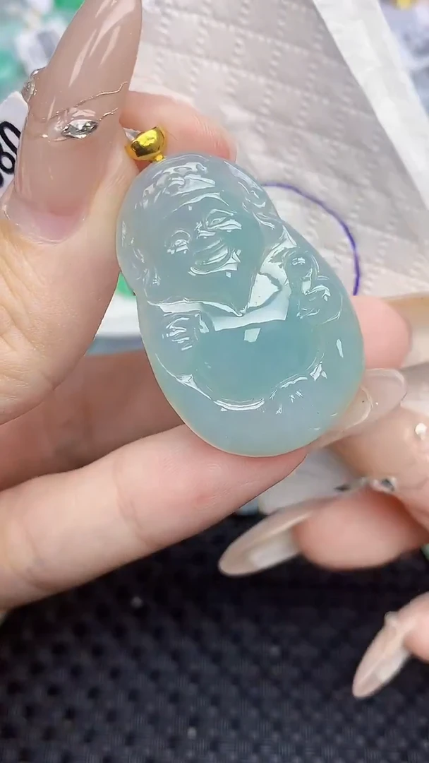 颈饰18K金镶嵌翡翠34   天然翡翠A货  百元以上9米证书费自理