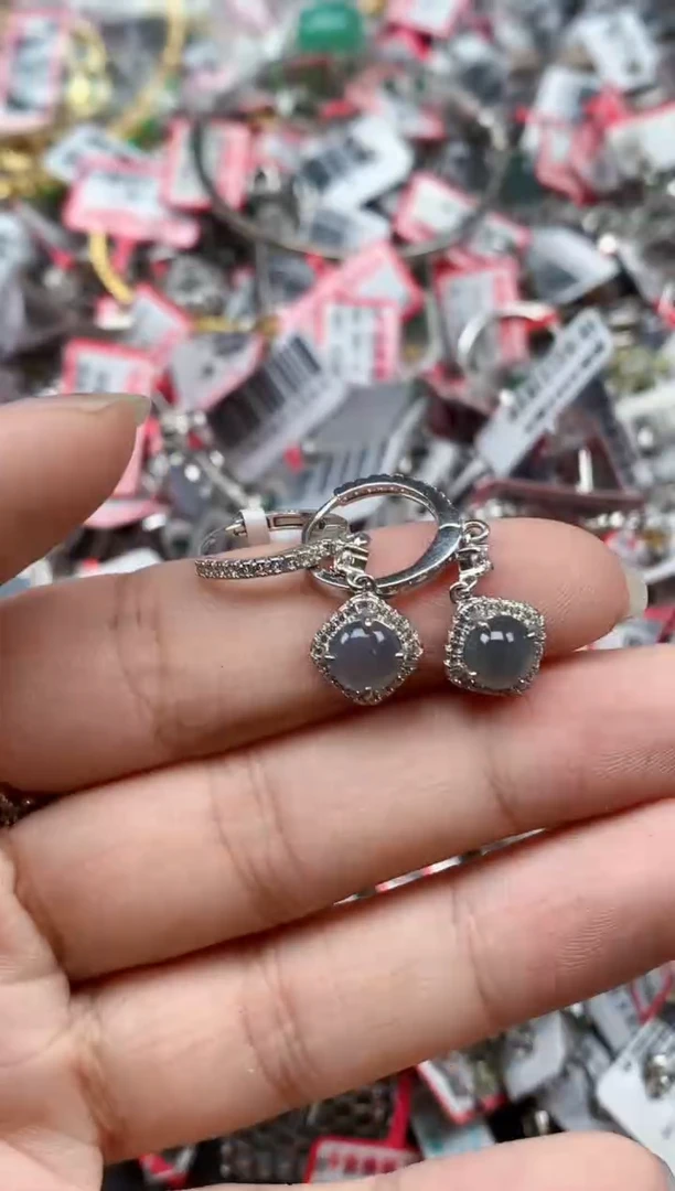 银S925镶嵌戒指翡翠天然A货缅甸翡翠