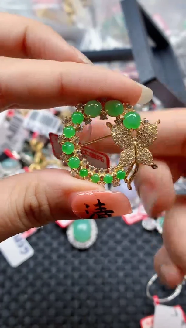 银S925镶嵌戒指翡翠天然A货缅甸翡翠