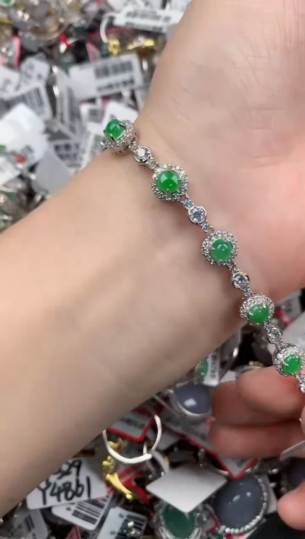 银S925镶嵌戒指翡翠6666----4