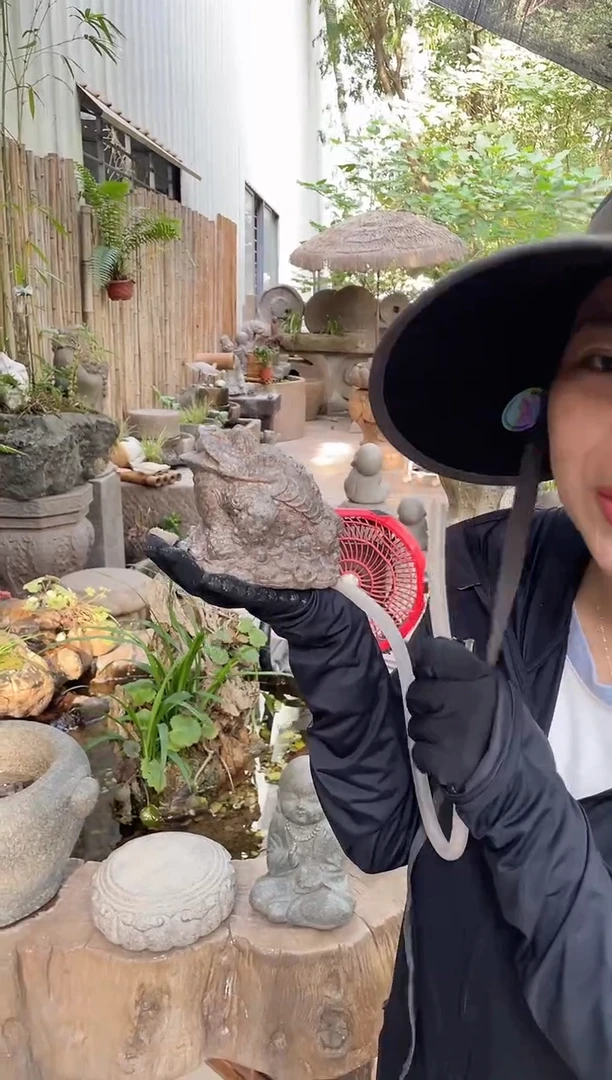 人造石金蟾流水钵摆件