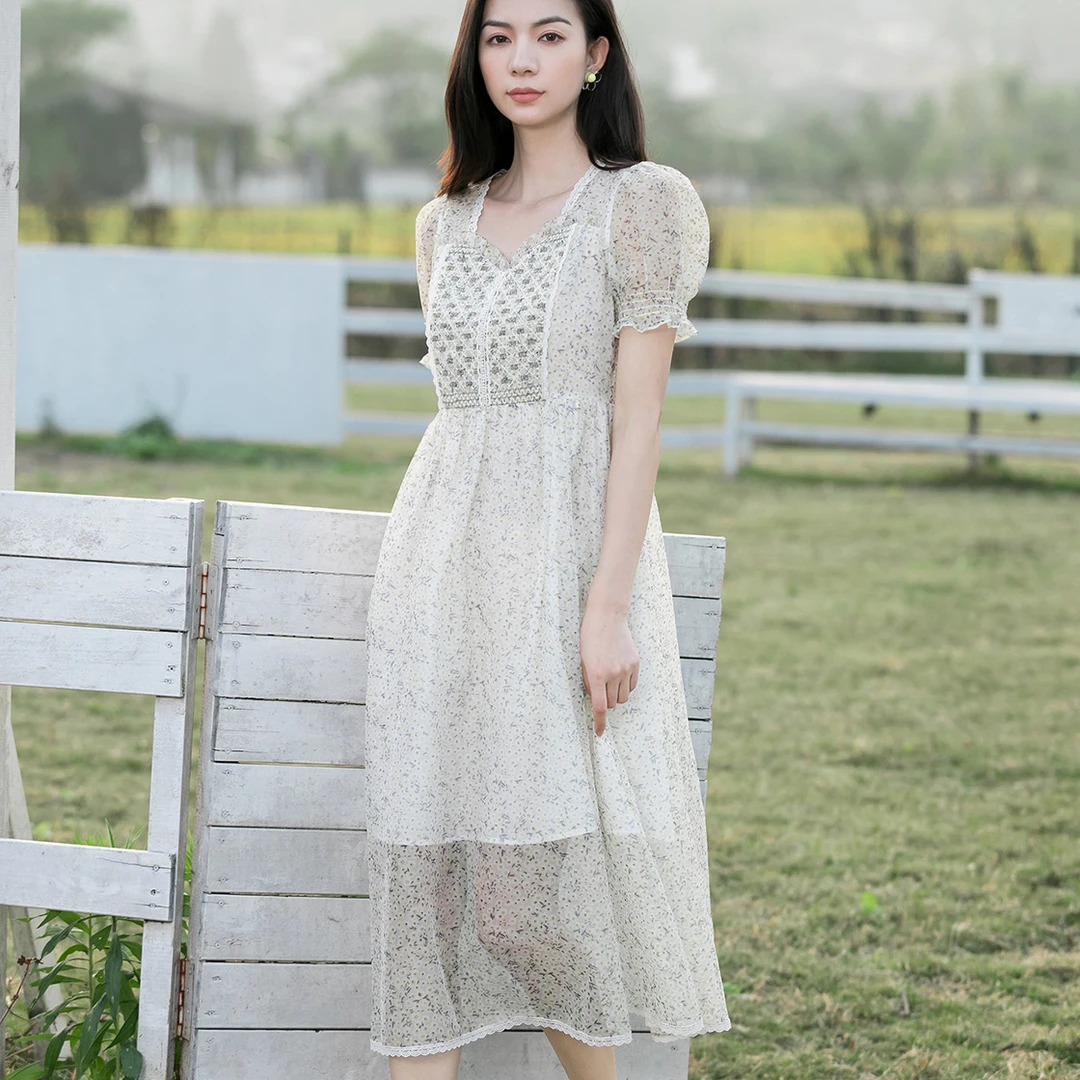 【万万专属】芭依璐夏季碎花气质时尚连衣裙86L7070