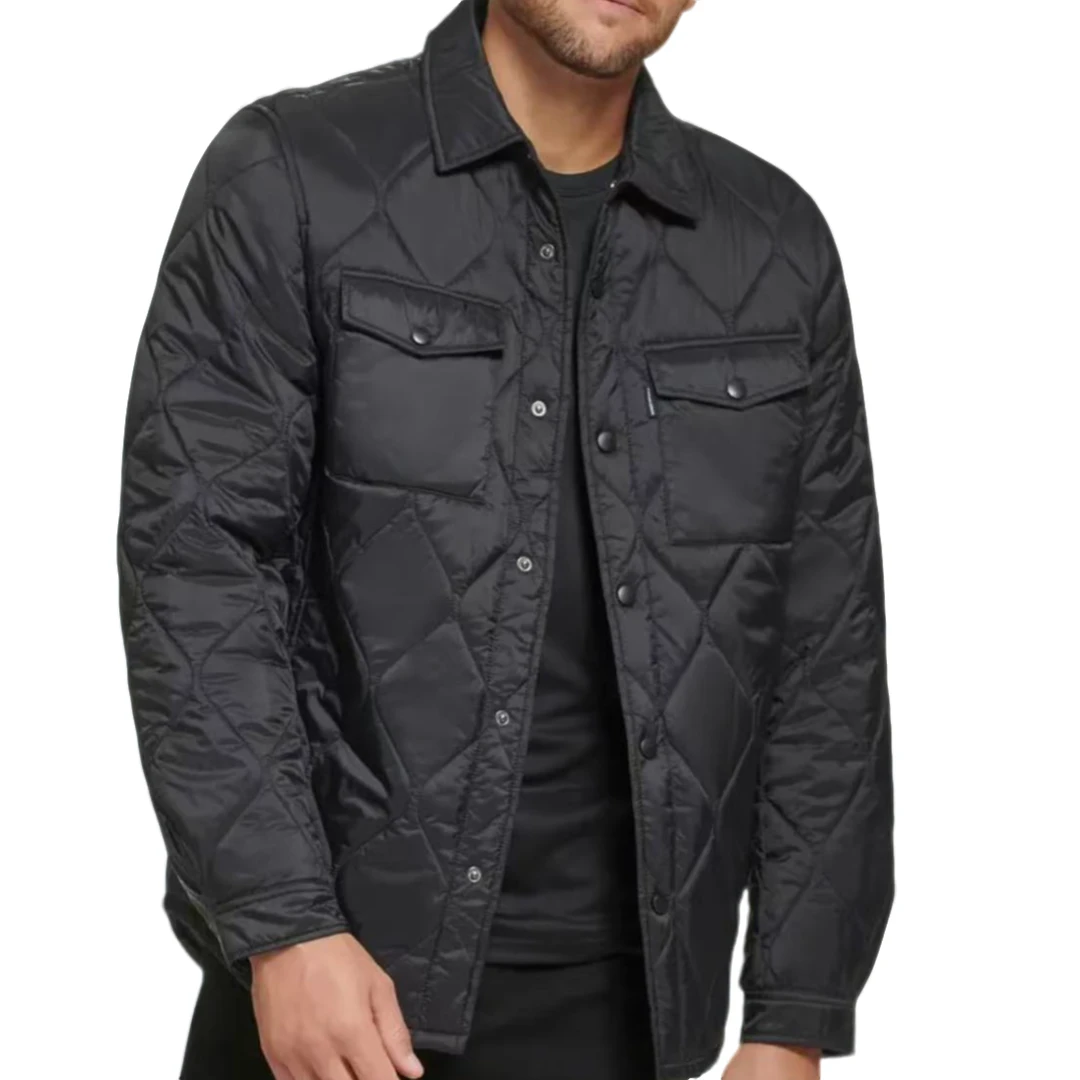 【晓东专属】Calvin Klein/卡尔文·克雷恩男士黑色棉服外套纽约直邮