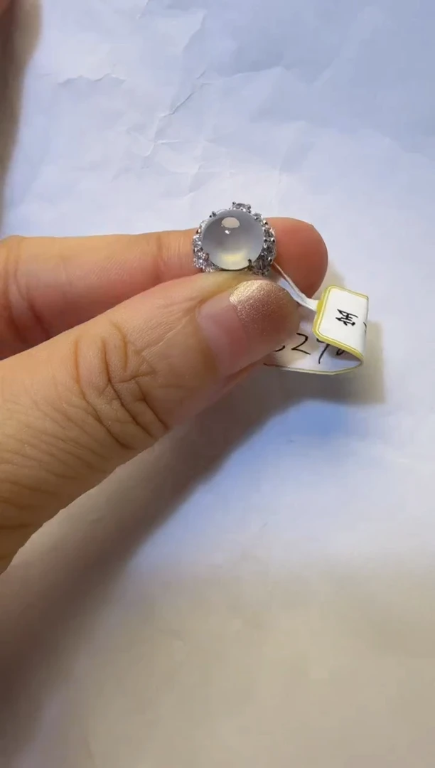 银S925镶嵌戒指翡翠925银镶缅甸A货翡翠戒指