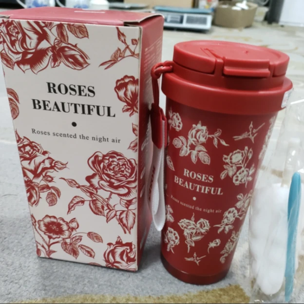 323高颜值白玫瑰直饮杯+杯刷