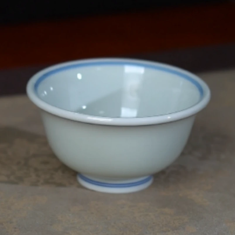 手工手绘白胎大压手杯