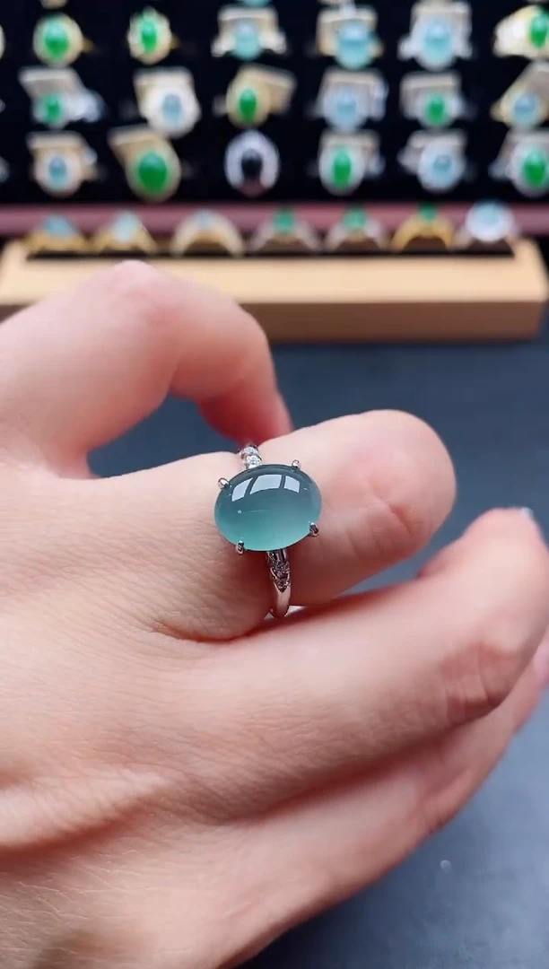 银S925镶嵌戒指翡翠1