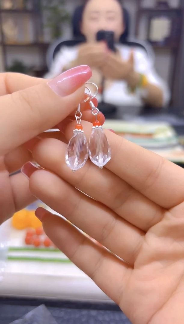 银S925镶嵌耳饰水晶DIY款E899