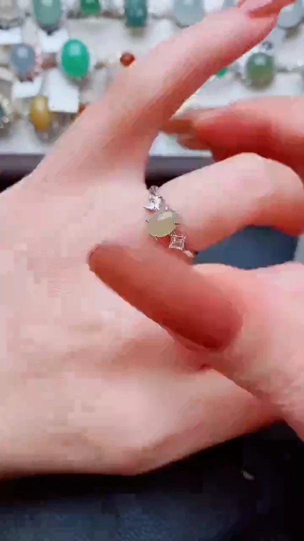 银S925镶嵌戒指翡翠...