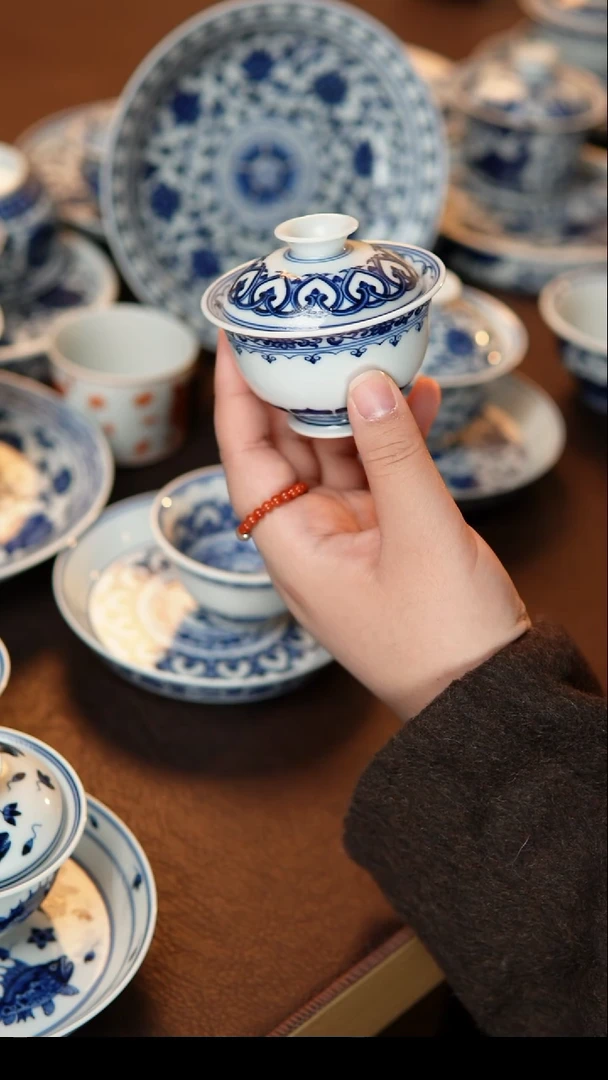 其他陶瓷宝象纹理小盖碗