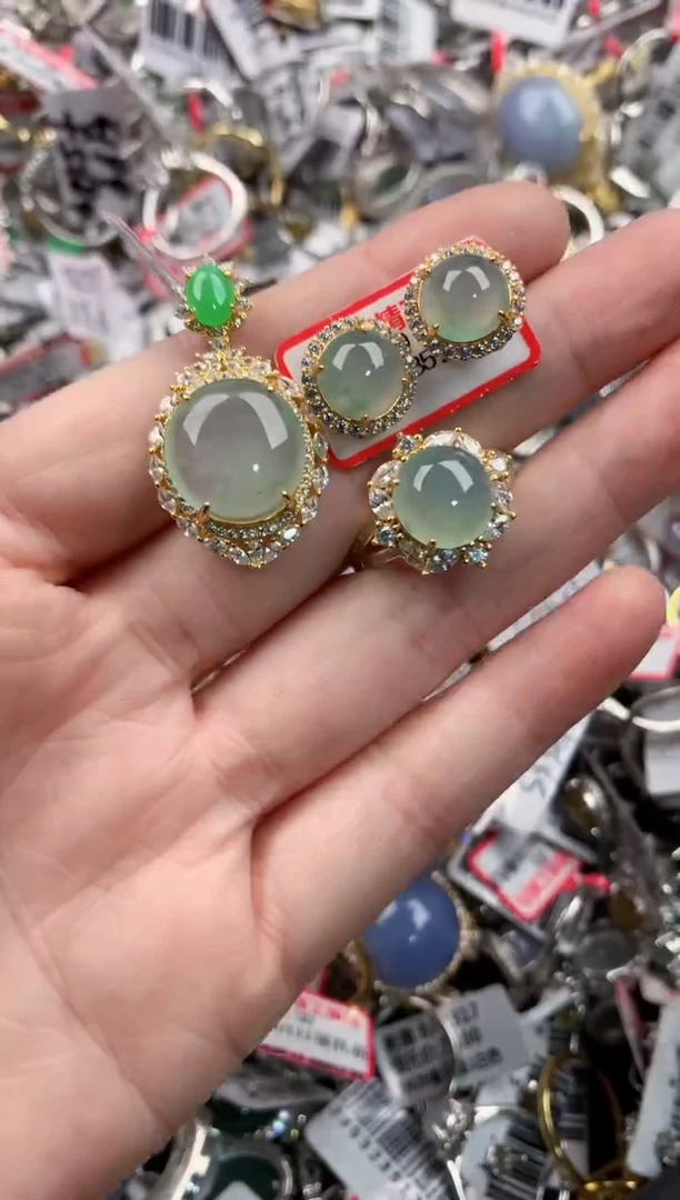 银S925镶嵌戒指翡翠5555     5