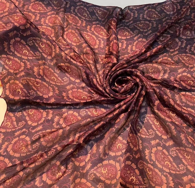 110二经西丽纱方巾-恩游斯记 薯莨105cm丝巾