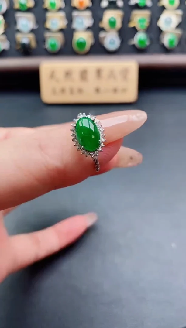 银S925镶嵌戒指翡翠1