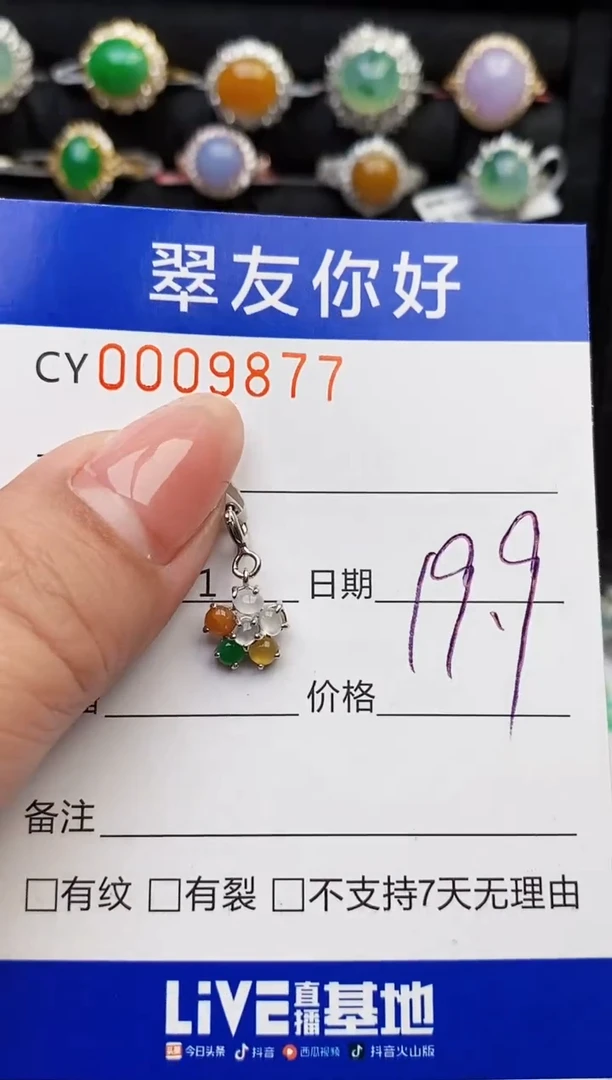 翡翠戒指银S925镶嵌9877