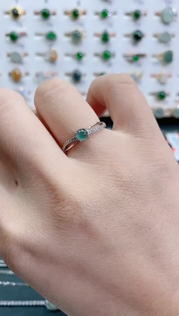 银S925镶嵌戒指翡翠天然翡翠