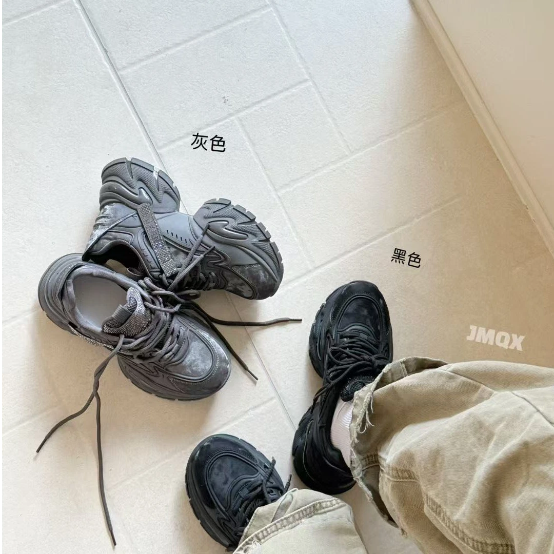 秋冬老爹鞋百搭潮流时尚ins小蛮腰舒适系带厚底9091-3