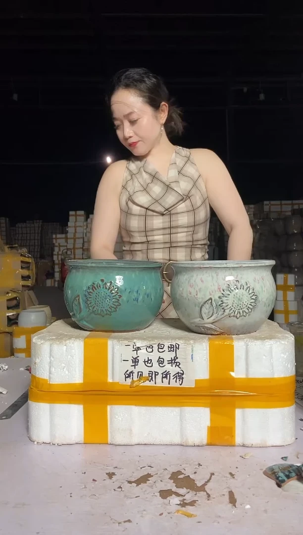 宜兴紫砂粗陶花盆20/14