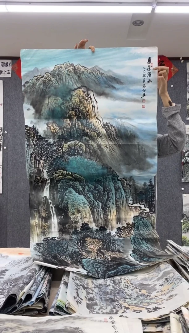 国画福利！沈泳江手绘 四尺整张138*68cm