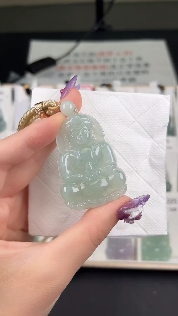 翡翠未镶嵌颈饰Y5C024翡翠冰绿观音