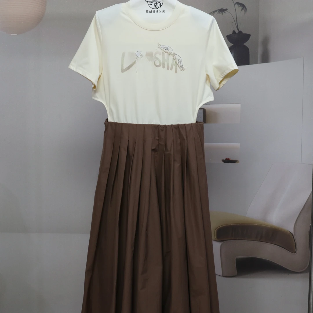 【9380】高品质原创设计拼接连衣裙L