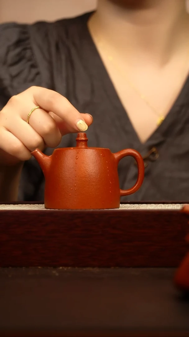 茶壶紫砂静*汉铎 150cc 红泥
