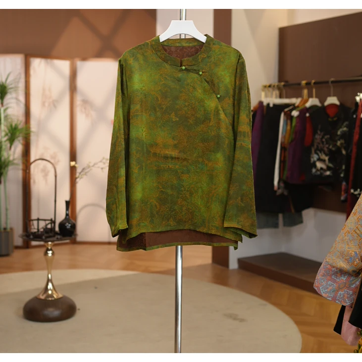 【清阁】长袖薄款上衣复古唐装新中式百搭清阁衬衫