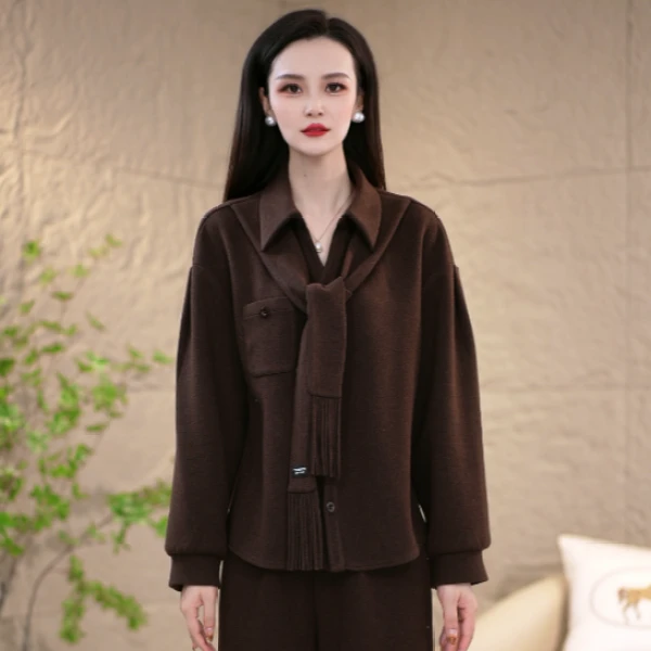 秋季时尚气质法式2025新款高级感通勤风遮肉显瘦套装两件套M-4XL