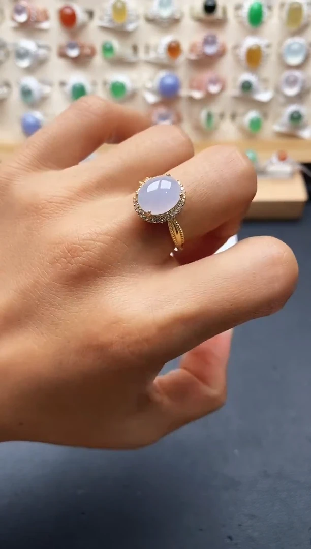 银S925镶嵌戒指翡翠缅甸天然A货翡翠1 2-