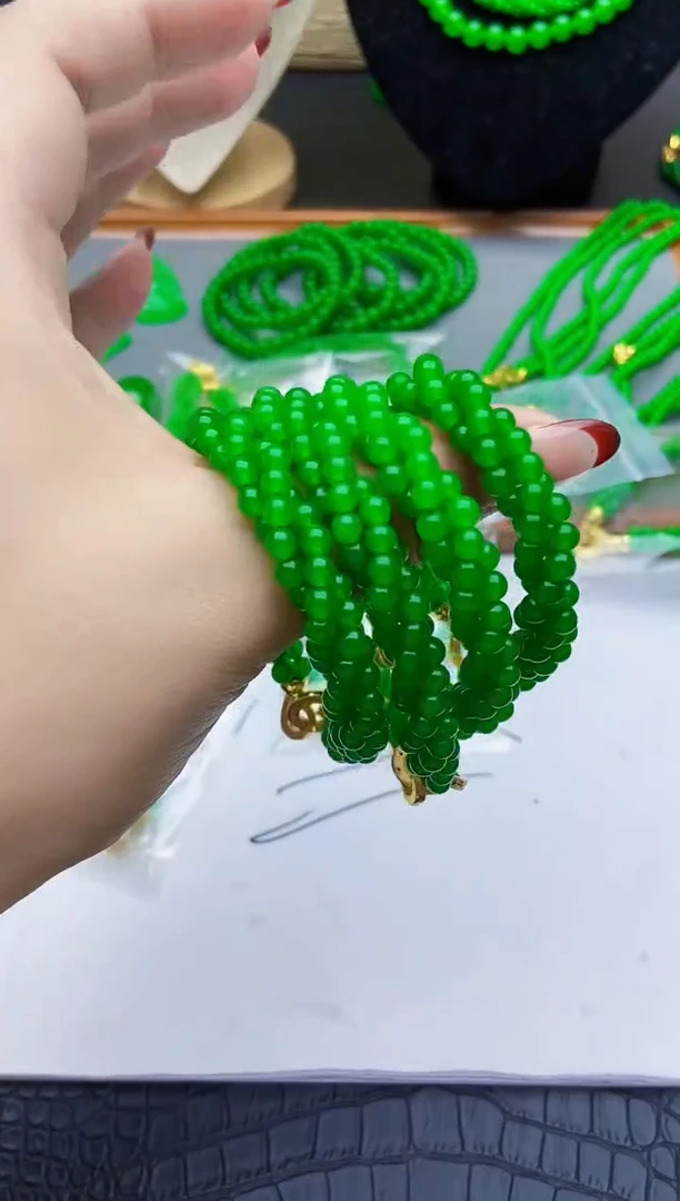 未镶嵌手链翡翠小米三圈扭扭手串