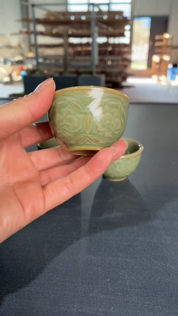 耀州窑仰山钱纹小酒盅