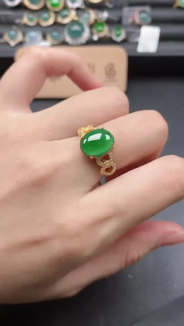 翡翠戒指银S925镶嵌51151