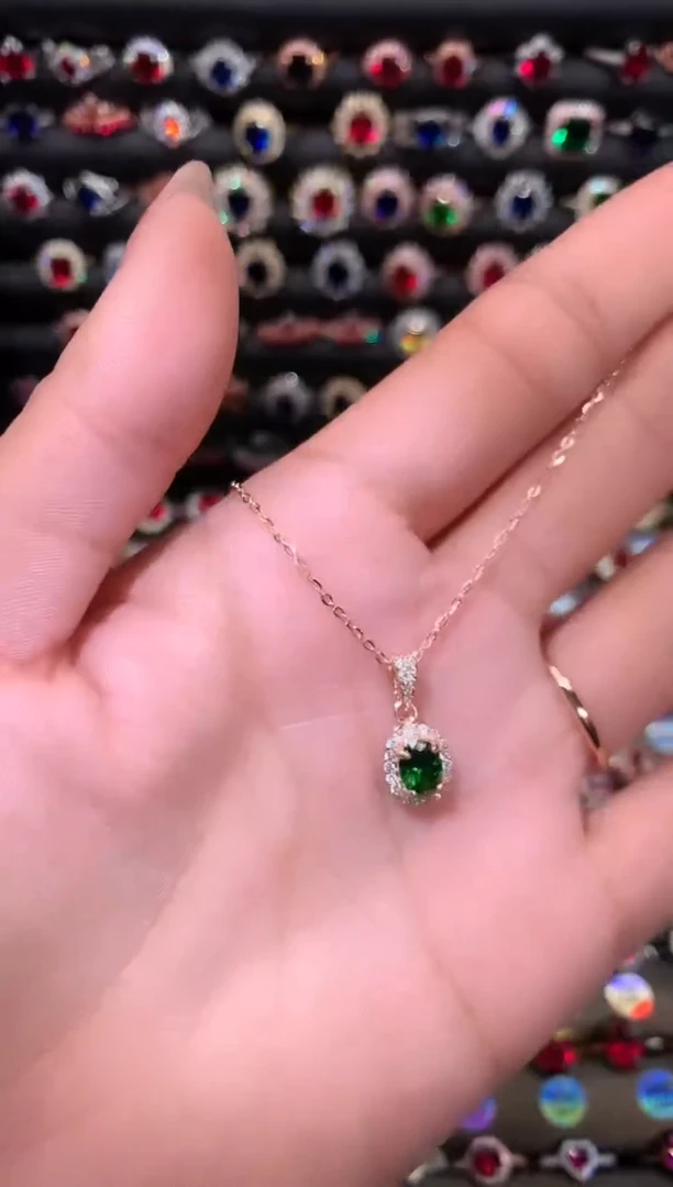 【闪购商品】透辉石吊坠银S925镶嵌57玫瑰金