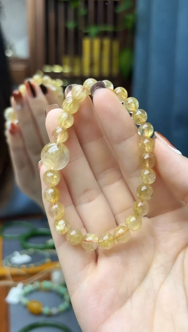 未镶嵌车挂水晶发晶手串XZYW