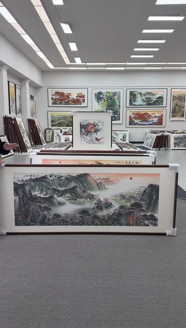 国画手绘  150*81   旭日东升