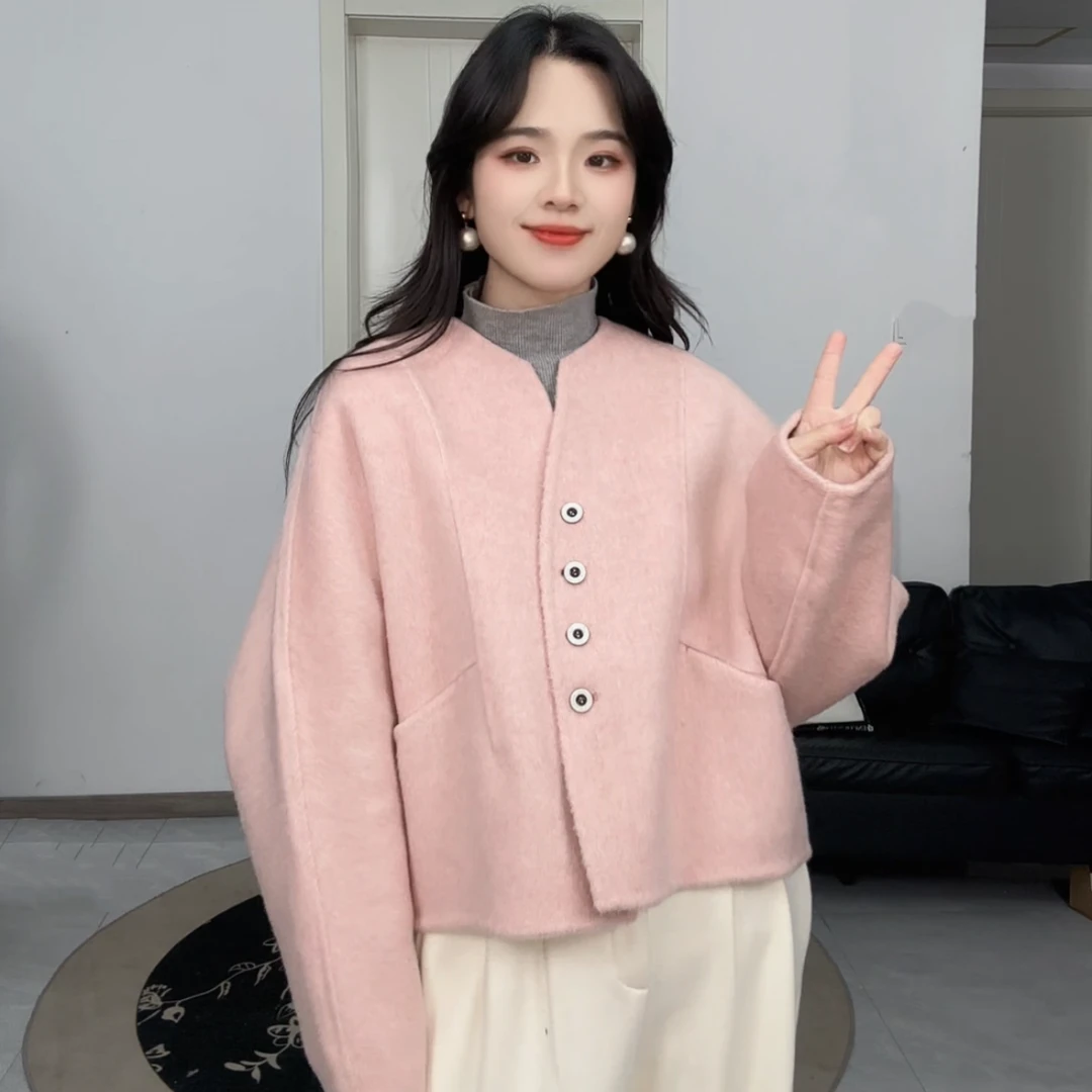 【大萌专属】春季新版2836韩版宽松气质时尚通勤百搭双面羊毛大衣