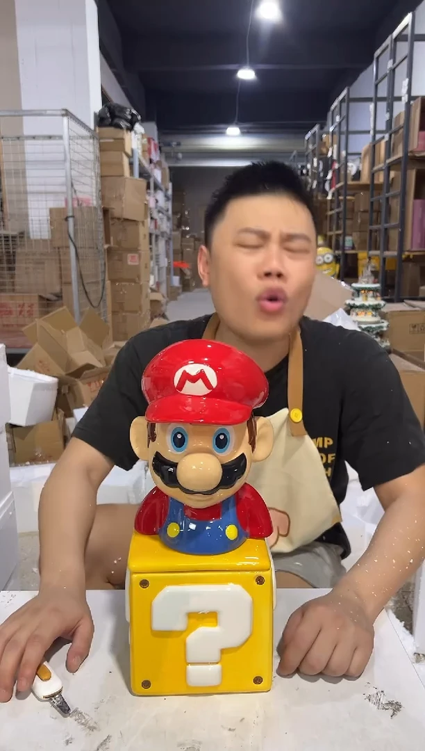 瓷片马里奥问号罐一套