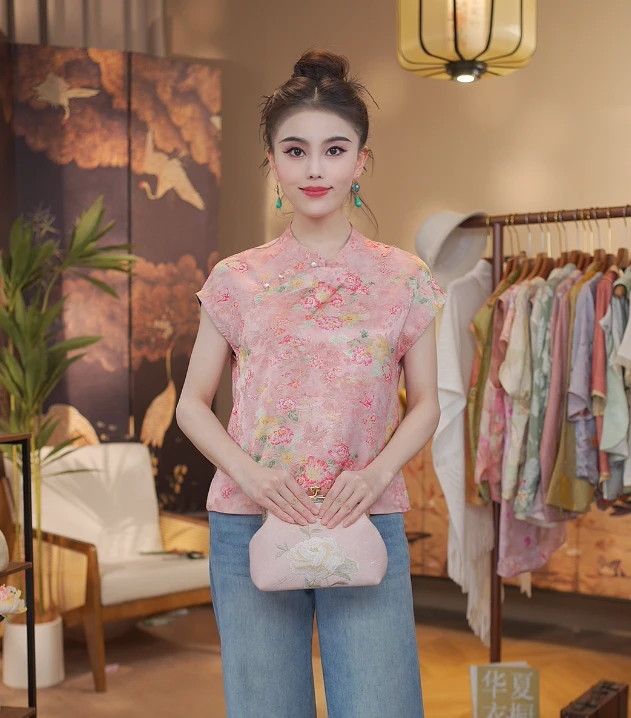 《 云梦瑶-短袖》新中式提花国风时尚休闲防晒透气短袖上衣