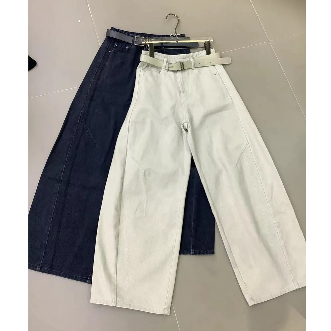 【CiCi】窄版阔腿高腰遮胯显瘦直筒弯刀牛仔裤CH388A8253802205