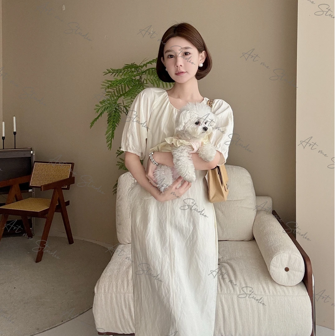Artme女神裙人丝亚麻裙梦中婚礼感简约亚麻显瘦过膝连衣裙w1344q2