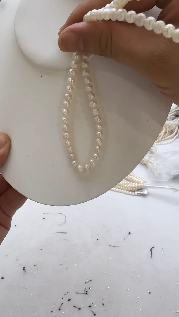 淡水珍珠未镶嵌项链6-7mm  元宝扣-新品
