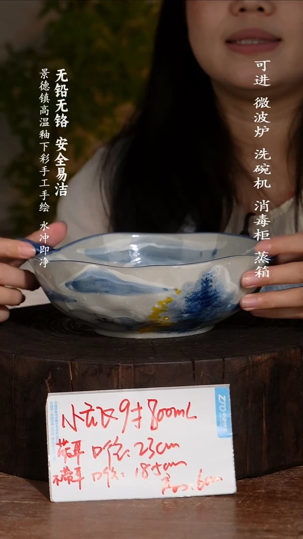 碗陶瓷景德镇高温瓷釉下彩手绘陶瓷